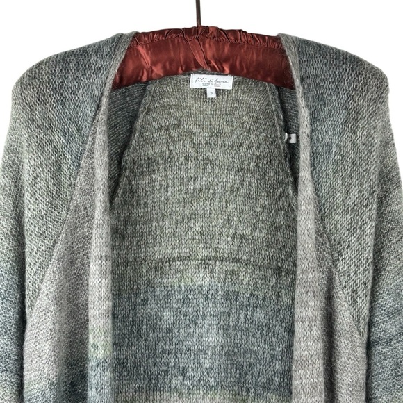 Fili Di Lana Ruffle Hem Open Front Cardigan Made in Italy Size S Oversized Relax - Picture 2 of 8